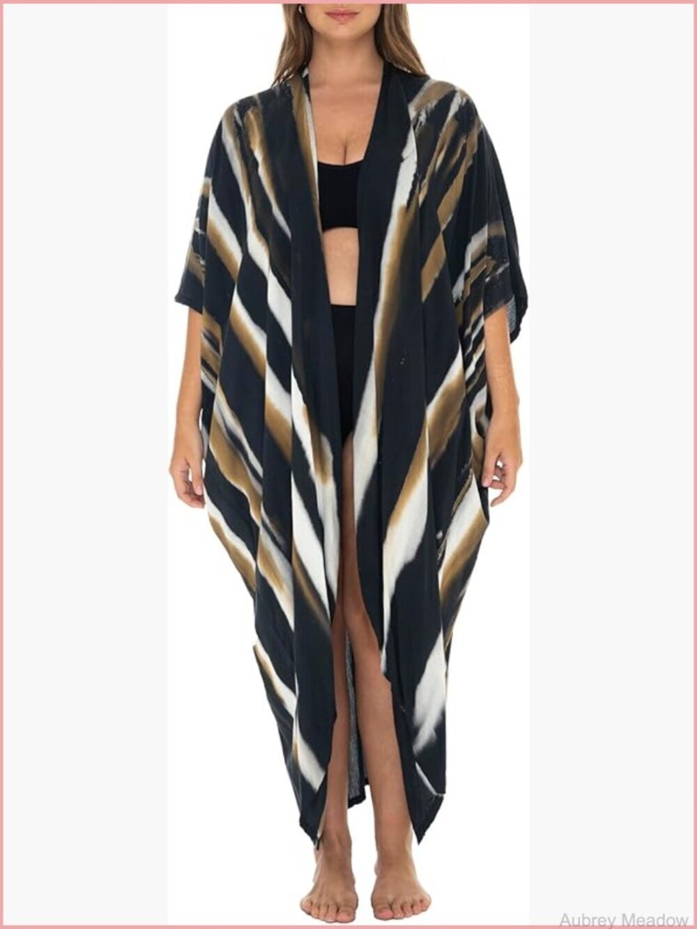 Plus Size Kimono Cardigan Tie Dye Beach Cover Up Oversized with Pockets